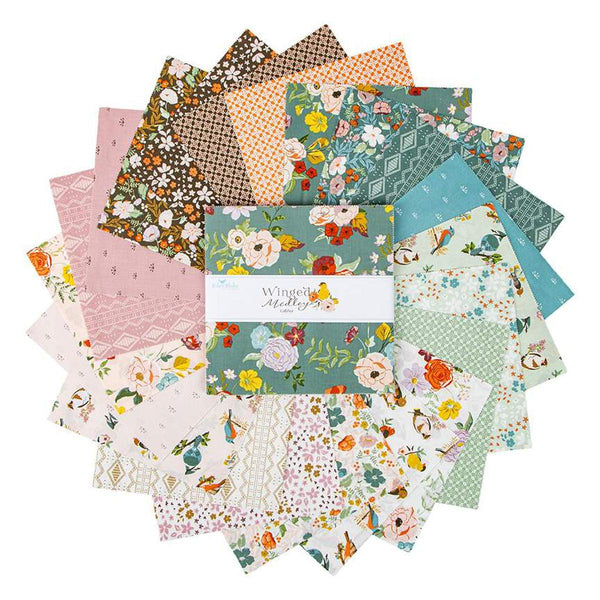 SALE Winged Medley Layer Cake 10" Stacker Bundle - Riley Blake Designs - 42 piece Precut Pre cut - Floral - Quilting Cotton Fabric