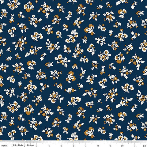 SALE Denim Florals 01667403A Tumbling Blooms A - Riley Blake Designs - Floral Flowers - Liberty Fabrics - Quilting Cotton Fabric