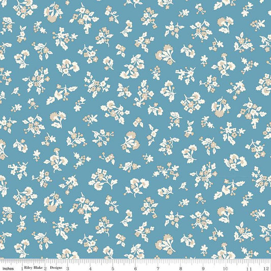 Denim Florals 01667403B Tumbling Blooms B - Riley Blake Designs - Floral Flowers - Liberty Fabrics - Quilting Cotton Fabric