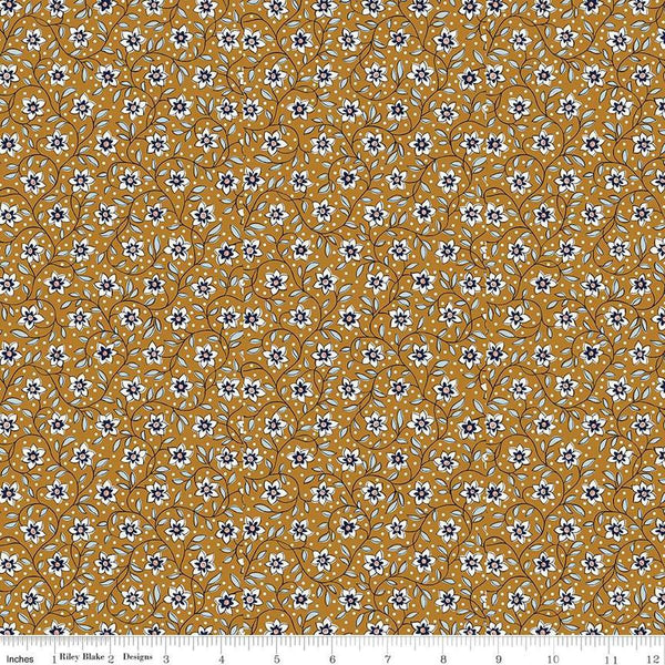 Denim Florals 01667406C Lily Trail C - Riley Blake Designs - Floral Flowers - Liberty Fabrics - Quilting Cotton Fabric