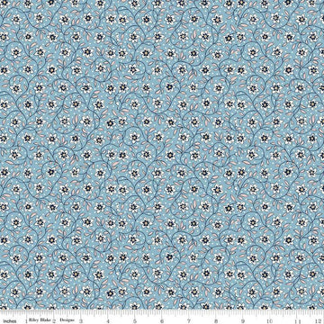 DEAL Denim Florals 01667406B Lily Trail B - Riley Blake Designs - Floral Flowers - Liberty Fabrics - Quilting Cotton Fabric