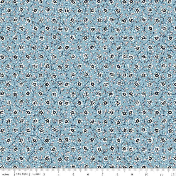 Denim Florals 01667406B Lily Trail B - Riley Blake Designs - Floral Flowers - Liberty Fabrics - Quilting Cotton Fabric