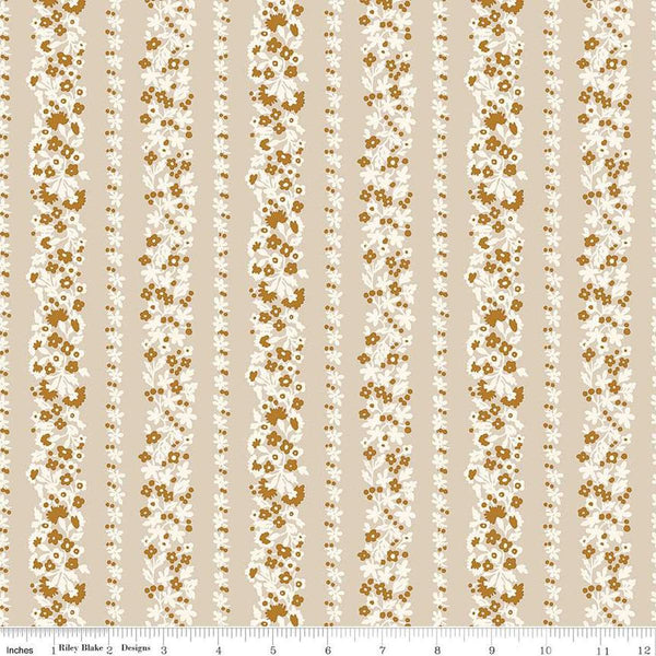 Denim Florals 01667402C Topiary Stripe C - Riley Blake Designs - Floral Flowers - Liberty Fabrics - Quilting Cotton Fabric