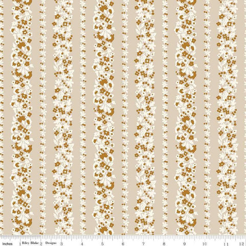 Denim Florals 01667402C Topiary Stripe C - Riley Blake Designs - Floral Flowers - Liberty Fabrics - Quilting Cotton Fabric