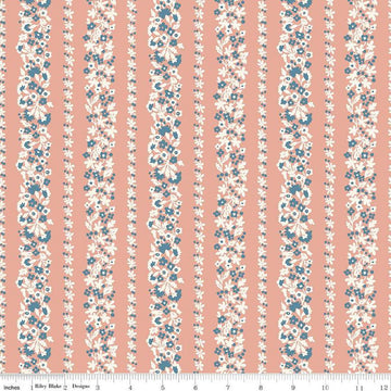 SALE Denim Florals 01667402B Topiary Stripe B - Riley Blake Designs - Floral Flowers - Liberty Fabrics - Quilting Cotton Fabric