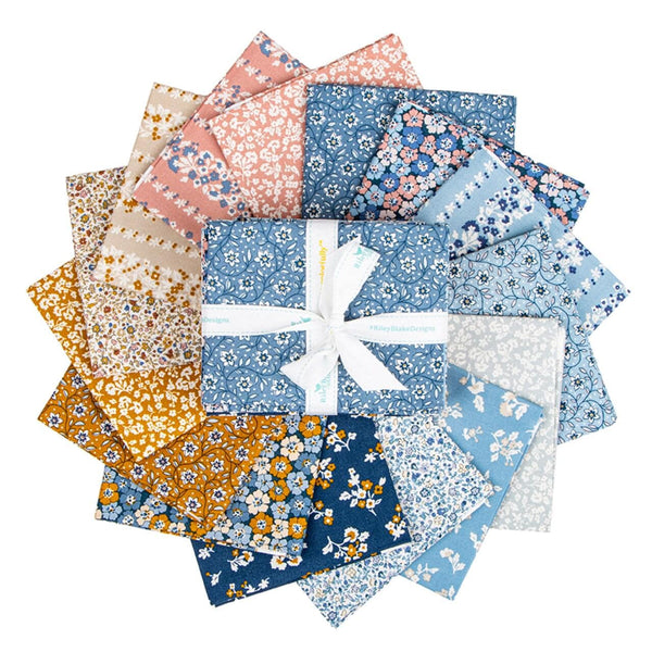 Liberty Denim Florals Fat Quarter Bundle 15 pieces - Riley Blake - Pre cut Precut - Floral Flowers - Liberty Fabrics - Quilting Cotton