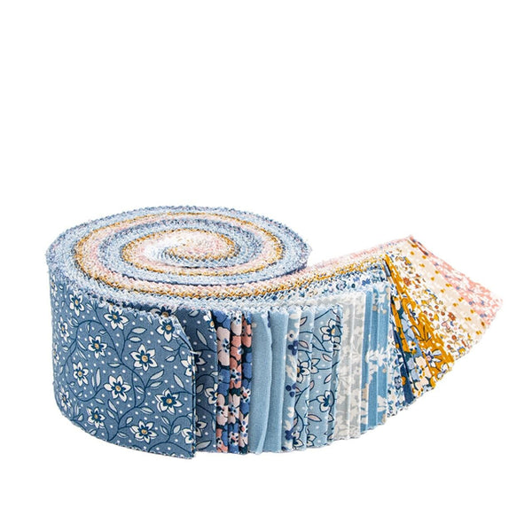 Liberty Denim Florals 2.5-Inch Rolie Polie Jelly Roll 40 pieces Riley Blake - Liberty Fabrics - Flowers - Quilting Cotton Fabric