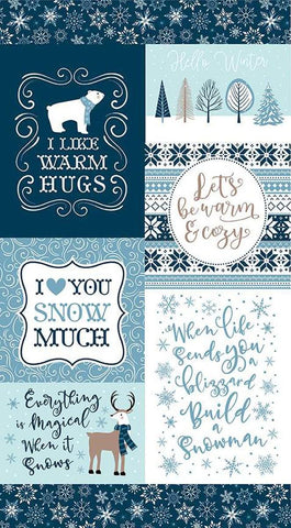 SALE Winter Magic Warm Hugs Panel P16368 by Riley Blake - Patchwork Winter Holiday - Quilting Cotton Fabric