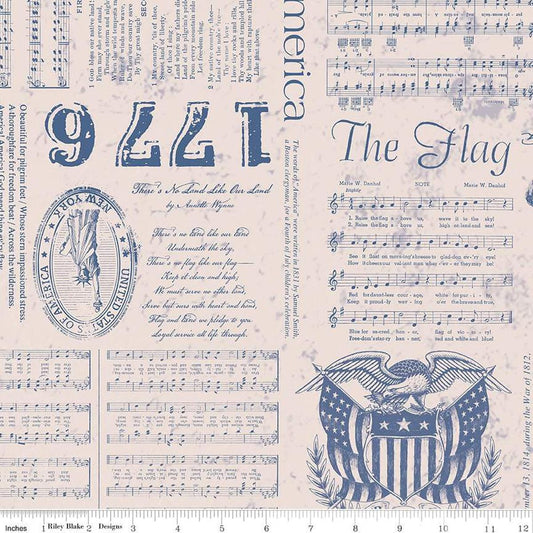 2 Yard 25" End of Bolt - SAL EAmericana Liberty 108" WIDEBACK WB16102 Blue Patriotic Fabric - Riley Blake Quilting Cotton Fabric