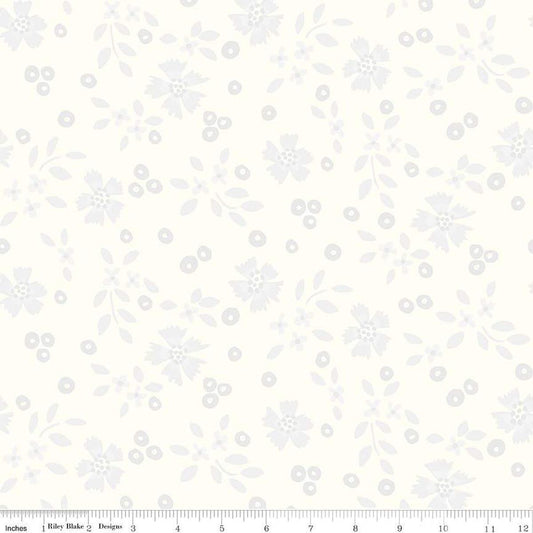2 Yard 29" End of Bolt Vibrance Abloom WIDEBACK Cloud - Riley Blake - 107/108" - Scattered Blossoms Leaves Floral - Quilting Cotton Fabric