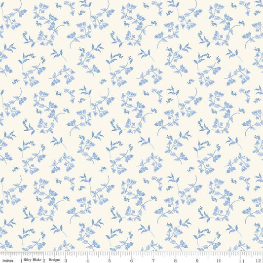3 Yard 4" End of Bolt - SALE Penelope Stems 108" WIDEBACK Cream Floral Fabric - WB16649 - Riley Blake Quilting Cotton Fabric