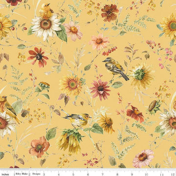 3-Yard Cut - Sunflower Whispers Prairie Yellow 108" WIDEBACK - WB16676 - Riley Blake Quilting Cotton Fabric