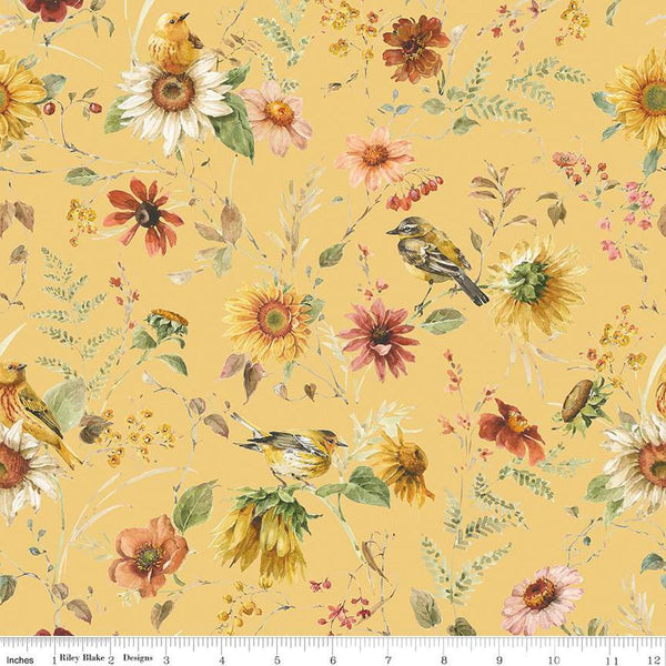 2 yard 33" End of Bolt - Sunflower Whispers Prairie WIDE BACK WB16676 Yellow - Riley Blake Designs - 107/108" Wide - Quilting Cotton Fabric