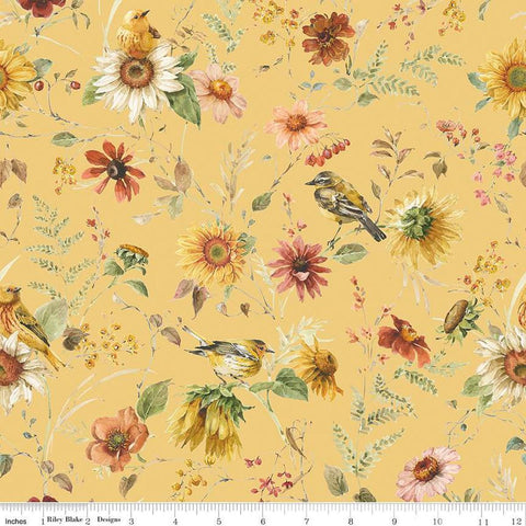 3 yard cut- Sunflower Whispers Prairie WIDE BACK WB16676 Yellow - Riley Blake Designs - 107/108" Wide - Quilting Cotton Fabric