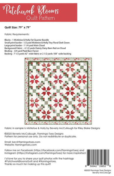 Patchwork Blooms Quilt PATTERN P138 by Beverly McCullough - Riley Blake Designs - INSTRUCTIONS Only - Fat Quarter Friendly
