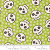 Image of the Fab Boo Lous Skull Green Slime quilting cotton fabric. Features skulls on a green background. Cute Little Fabric Shop