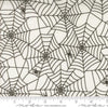 Image of the Fab Boo Lous Webs Ghostly quilting cotton fabric. Features spiderwebs on a cream background. Cute Little Fabric Shop
