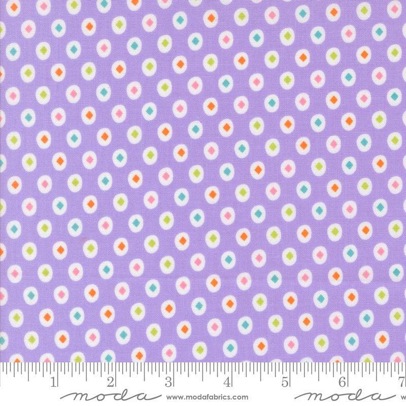 Image of the Fab Boo Lous Diamond Grape Soda quilting cotton fabric. Features diamonds on a grape background. Cute Little Fabric Shop