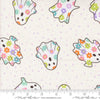Image of the Fab Boo Lous Ghosts Ghostly quilting cotton fabric. Features dots on a cream background. Cute Little Fabric Shop