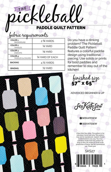 The Pickleball Paddle Quilt PATTERN P204 by See Kate Sew - Riley Blake Designs - INSTRUCTIONS Only - Traditional Piecing