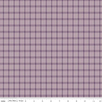 SALE Gentler Times Whippersnapper C16488 Plum - Riley Blake Designs - Lori Holt - Pixelated Plaid Stripe - Quilting Cotton Fabric