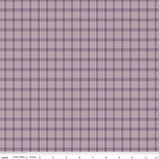 SALE Gentler Times Whippersnapper C16488 Plum - Riley Blake Designs - Lori Holt - Pixelated Plaid Stripe - Quilting Cotton Fabric