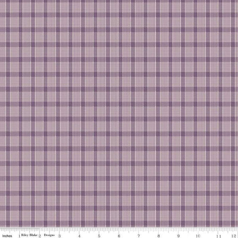 SALE Gentler Times Whippersnapper C16488 Plum - Riley Blake Designs - Lori Holt - Pixelated Plaid Stripe - Quilting Cotton Fabric
