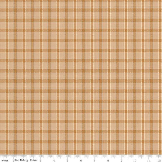 SALE Gentler Times Whippersnapper C16488 Cider - Riley Blake Designs - Lori Holt - Pixelated Plaid Stripe - Quilting Cotton Fabric