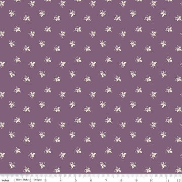 Gentler Times Endearing C16477 Plum - Riley Blake Designs - Lori Holt - Scattered Leaves Leaf - Quilting Cotton Fabric