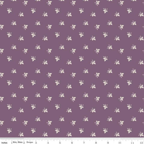 Gentler Times Endearing C16477 Plum - Riley Blake Designs - Lori Holt - Scattered Leaves Leaf - Quilting Cotton Fabric
