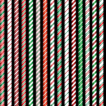 Holly Jolly Candy Cane Stripe 31165 Black J - QT Fabrics - Striped Lines Sweets Treat - Quilting Cotton Fabric