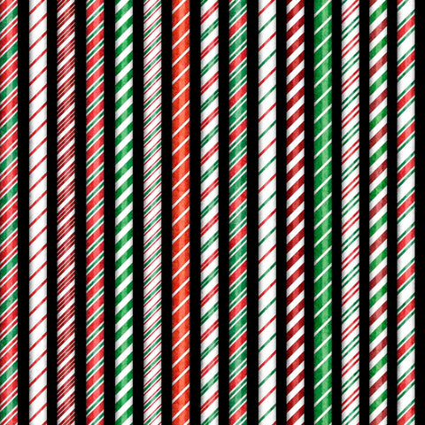 Holly Jolly Candy Cane Stripe 31165 Black J - QT Fabrics - Striped Lines Sweets Treat - Quilting Cotton Fabric