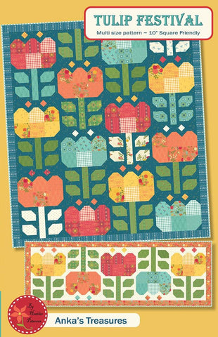 Tulip Festival Quilt and Runner PATTERN P154 by Heather Peterson - Riley Blake Designs - INSTRUCTIONS Only - 10" Stacker Friendly