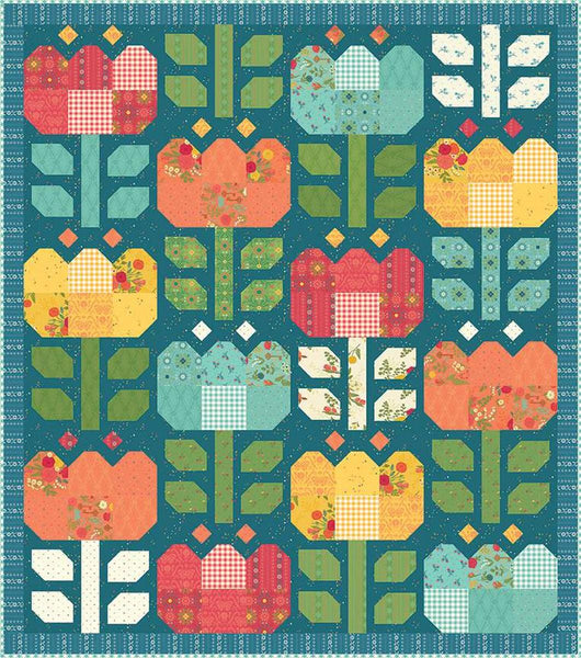 Tulip Festival Quilt and Runner PATTERN P154 by Heather Peterson - Riley Blake Designs - INSTRUCTIONS Only - 10" Stacker Friendly