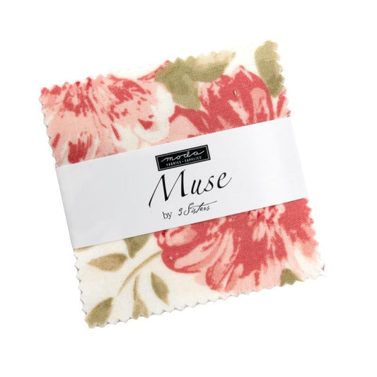 SALE Muse Mini Charm Pack 2 1/2" Stacker Bundle - Moda Fabrics - 42-Piece Precut  - Floral Flowers - Quilting Cotton Fabric
