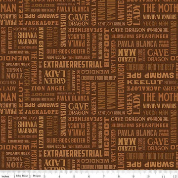 Legends of the National Parks Names C13282 Brown - Riley Blake Designs - Recreation Outdoors Text - Quilting Cotton Fabric