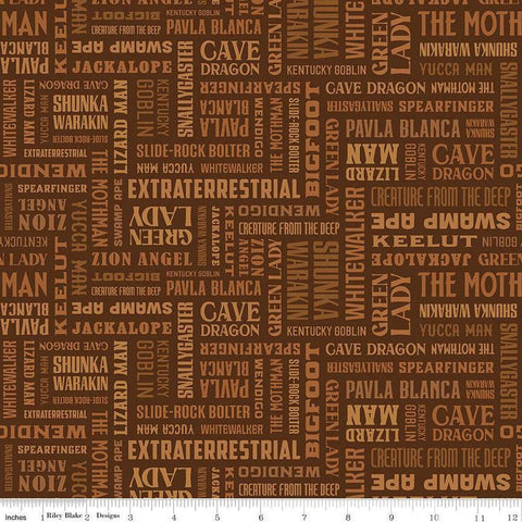 SALE Legends of the National Parks Names C13282 Brown - Riley Blake Designs - Recreation Outdoors Text - Quilting Cotton Fabric