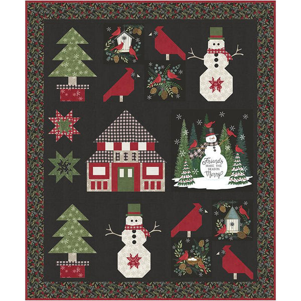 Winter Friends Quilt Kit KIT56130 - Moda Fabrics - Pattern Fabric - Piecing - Quilting Cotton Fabric - Trick or Treat Bags Pumpkin