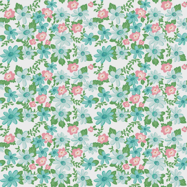 SALE Summer Picnic Main C10750 White - Riley Blake Designs - Floral Flowers - Quilting Cotton