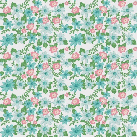 SALE Summer Picnic Main C10750 White - Riley Blake Designs - Floral Flowers - Quilting Cotton