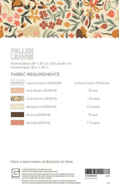 Fallen Leaves Quilt Pattern BG-PAT083 by BasicGrey - Moda Fabrics - INSTRUCTIONS Only - Fat Quarter Friendly