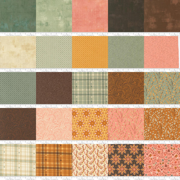 Acorn Hollow Mini Charm Pack 2 1/2" Stacker Bundle - Moda Fabrics - 42 piece Precut Pre cut - Floral Flowers - Quilting Cotton Fabric