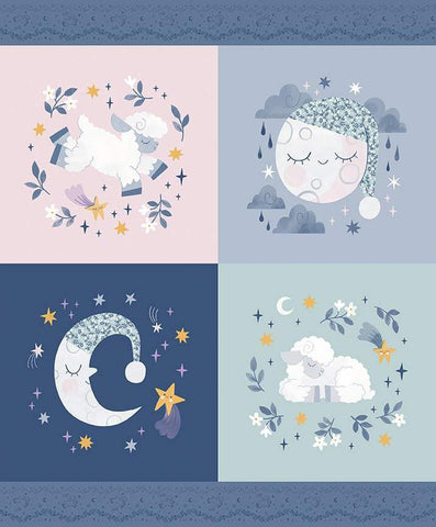 SALE Twinkle Little Star Pillow Panel P16306 by Riley Blake Designs - Patchwork Four Blocks Nighttime - Quilting Cotton Fabric