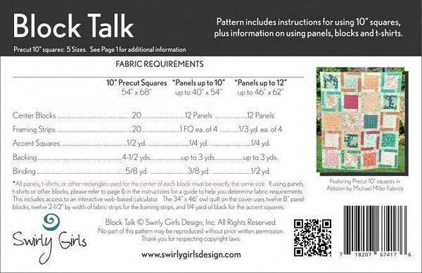 Block Talk Quilt PATTERN by Swirly Girl Designs - QT Fabrics - Instructions Only - 10" Stacker Friendly - Multiple Sizes