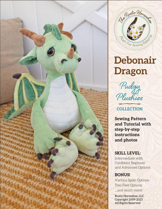 SALE Debonair Dragon Plush Doll Pattern Quilt PaTTERN - QT Designers - QT Fabrics - Instructions Only - Plushie Animal
