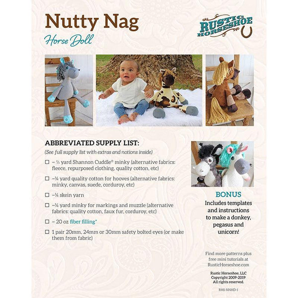 Nutty Nag Plush Doll Pattern Quilt PATTERN by QT Designers - QT Fabrics - Instructions Only - Plushie Animal