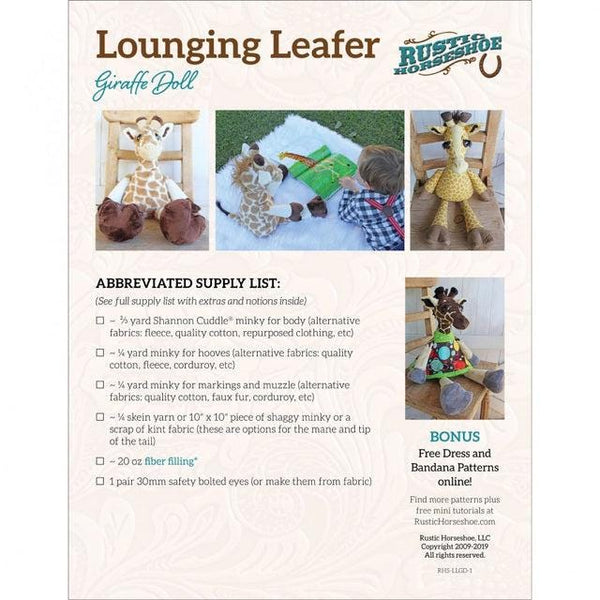 Lounging Leafer Plush Doll Pattern Quilt PATTERN by QT Designers - QT Fabrics - Instructions Only - Plushie Animal
