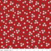 Image of the Mistletoe & Holly Floral Barn Red quilting cotton fabric by Riley Blake Designs. Features flowers on a red background. Cute Little Fabric Shop