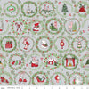Image of the Mistletoe & Holly Wreaths Silver quilting cotton fabric by Riley Blake Designs. Features wreathes on a gray background. Cute Little Fabric Shop