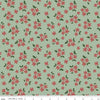 Image of the Mistletoe & Holly Floral Sage quilting cotton fabric by Riley Blake Designs. Features flowers on a green background. Cute Little Fabric Shop